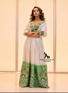 Green Design in Stunning Habesha Kemis Elegant Habesha Dress