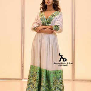 Green Design in Stunning Habesha Kemis Elegant Habesha Dress