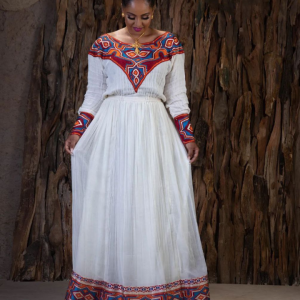 Mesmerizing Red Habesha Dress: Colorful Ethiopian Traditional Dress for Church and Cultural Celebrations Habesha Kemis