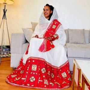 Exquisite Red Habesha Kemis Stunning Ethiopian Traditional Dress