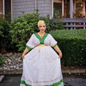 Green Design Ethiopian Traditional Dress with Modern Touch Habesha Dress