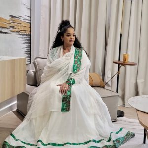 Beautiful Light Green Habesha Dress Elegant Habesha Kemis Ethiopian Traditional Dress