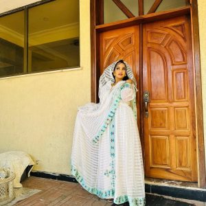 Emerald Grace Habesha Dress Light Green Elegance in Habesha Kemis