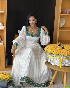 Flattering Green Ethiopian Traditional Dress: Classic Design in Habesha Dress for Special Occasions Ethiopian Wedding Dress