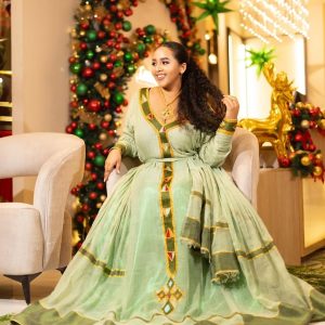 Beautiful Green Habesha Kemis Stunning Habesha Dress