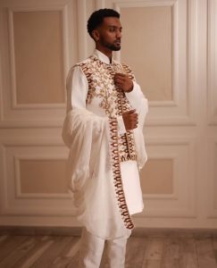 Imperial Men’s Ethiopian Outfit Handcrafted Habesha Clothing with Gold Embroidery Elegant Men's Habesha Cloth Includes Netela and Pants