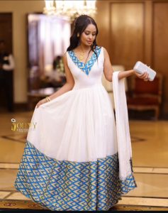 Mystic Blue Traditional Ethiopian Dress: Habesha Dress Perfect for All Events and Celebrations